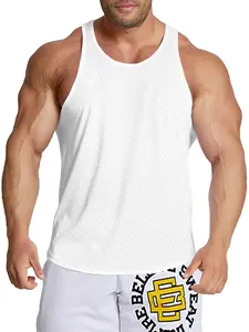 Mens Workout Stringer Mesh Quick Dry (Pure White)
