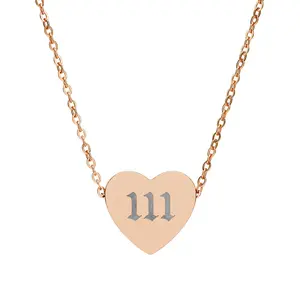 111 Angel Number Heart Necklace | Spiritual Minimalist Pendant | 4 Finish Options