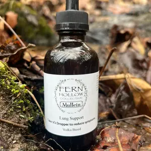 Mullein Tincture -  Experience the synergy of vitamins A, C, and potassium in our Mullein Leaf Tincture. Tailored to aid in post-COVID recovery and lung support,, this natural elixir addresses respiratory concerns, empowering you to breathe freely.