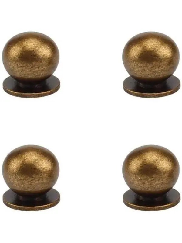 4 count 19MM Diameter Round Solid Brass Pulls Antique Cabinet Drawer Small Handles Modern Minimalist Handles Knobs (Antique Bronze)