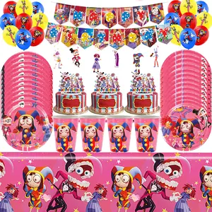 The Amazing Digital Circus Party Decoration Set Disposable Tableware Cups Plates Balloons For Boy Girl Birthday Party Supplies