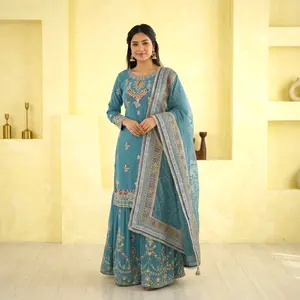 Embroidery and sequence work sharara suit set