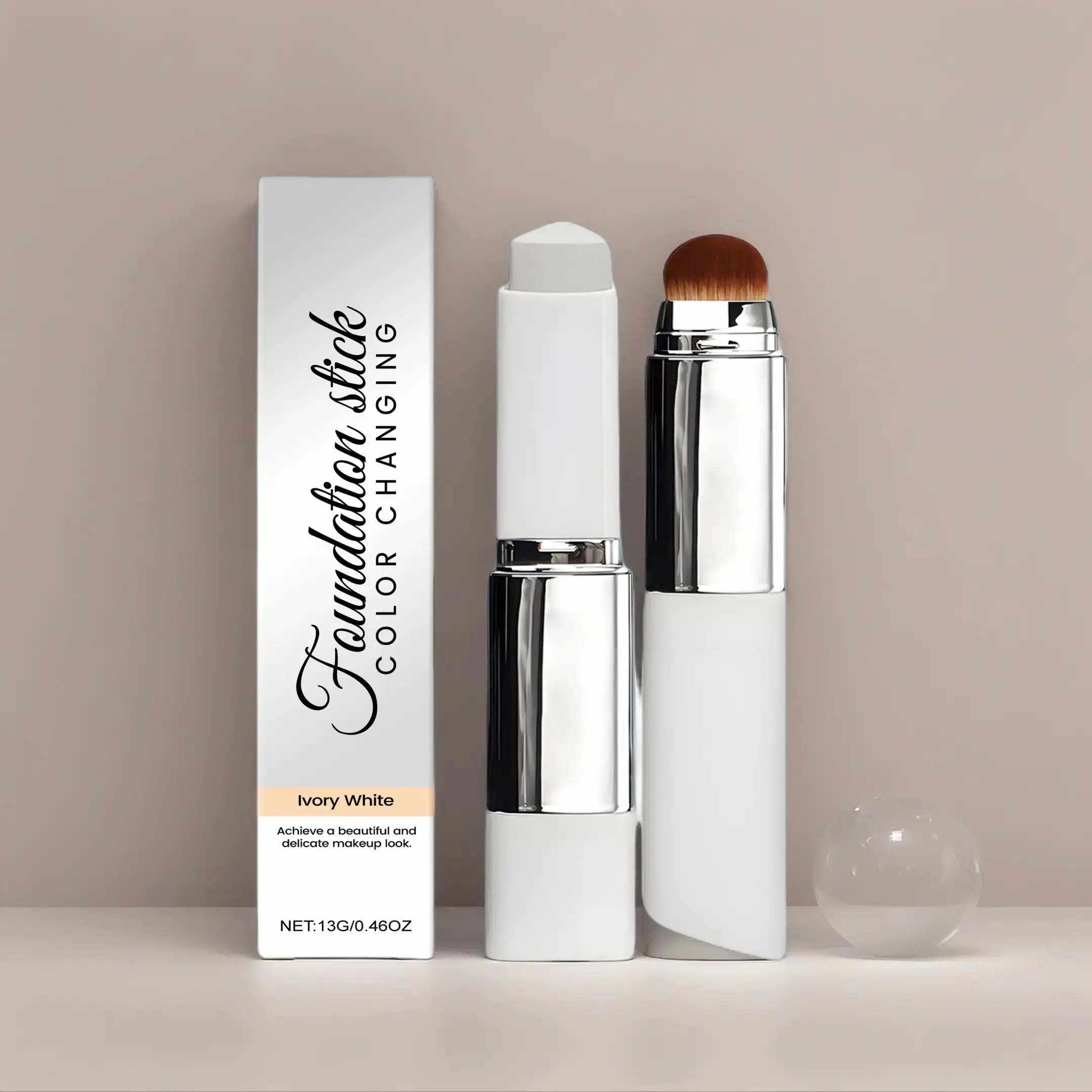 Ivory White Two-In-One Color-Changing Foundation Stick Light Moisturizing, Nourishing Matte Clear And Natural Makeup Effect