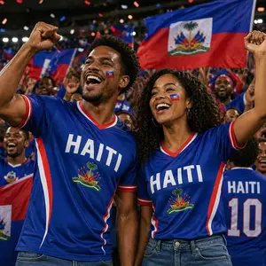 Custom Haiti Soccer Shirt, Blue Red White Athletic Tee, Personalized Football Jersey, Haitian Fan Apparel, Custom Name Number, Gift for Him
