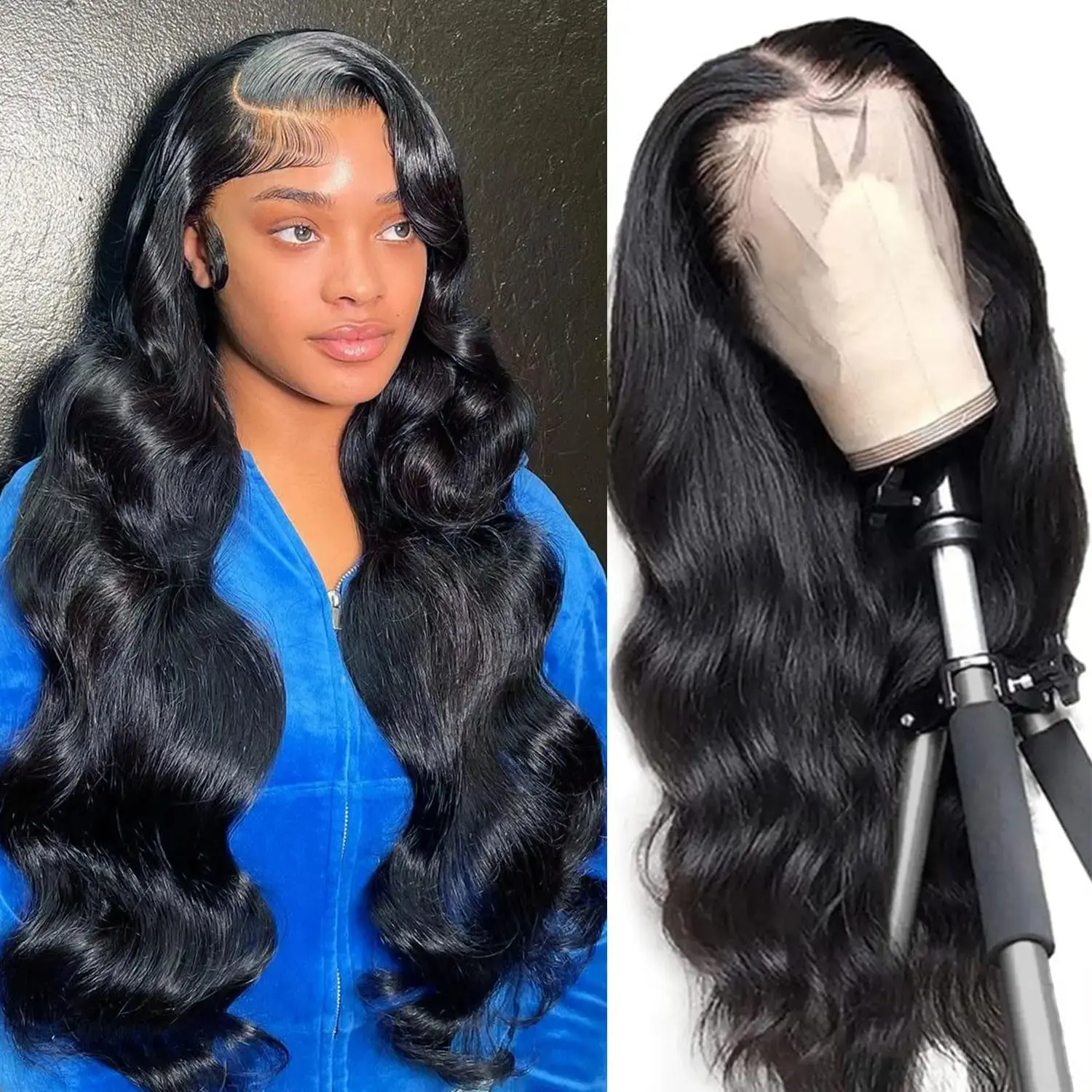 【LIve Only】20-30 Inch 13x4 HD Melt Lace Front Body Wave Human Hair Wig 180% Density Pre Plucked Hairline Baby Hair Extra Parting Space Silky Soft Waves Full Volume Glamorous Natural Look Wig For Women