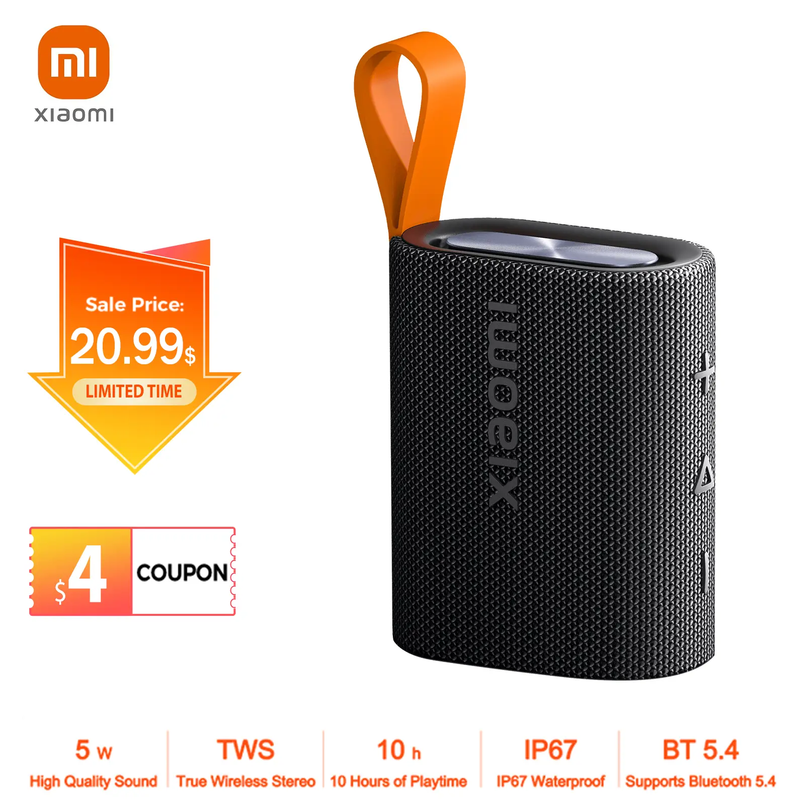 Xiaomi Portable Speaker with Bluetooth, Built-in Battery, Waterproof and Dustproof Feature