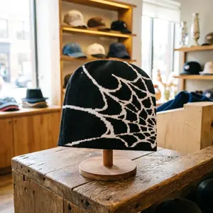Plaid Y2K Beanie Unisex Vintage Print Knit Cap, Cozy Acrylic Windproof Ski Hat for Winter Outdoor Travel Streetwear Fashion