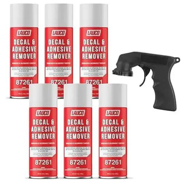 LAUCO Decal & Adhesive Remover - 13 oz Aerosol (6-Pack) - Industrial, Marine, Household, Automotive Cleaner - Removes Tough Residues, Stickers, Tar, Wax, Oil, Bugs, Sap - Safe on Cured Paint, Vinyl, Fabrics - Fast-Acting [87261], Surface Cleaner