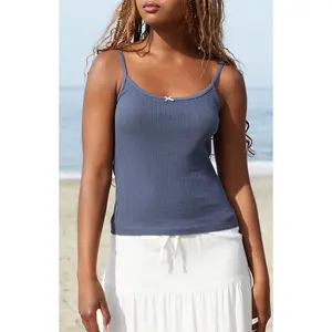 John Galt Women's Navy Skylar Pointelle Tank Top