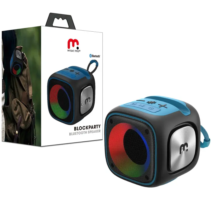 MyBat Pro BlockParty Portable Wireless Bluetooth Speaker (Black) - Durable Audio Home Tech Accessory, Lithium Ion Batteries, Cells, Ideal for Picnics