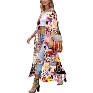 Blue& Purple Bird Kimonos for Women Duster Kimono Beach Boho Kimono Beach Cover up Geometry Print Long Kimonos Open Front Plus Size Colorful Floral Kimono Swimsuit Cover ups Kimono Robes Cardigans dusters
