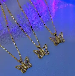 Butterfly Necklace, Virgencita, Gold Filled, Oro Laminado, Virgen de Guadalupe, Virgin Mary gold finish everyday women jewelry