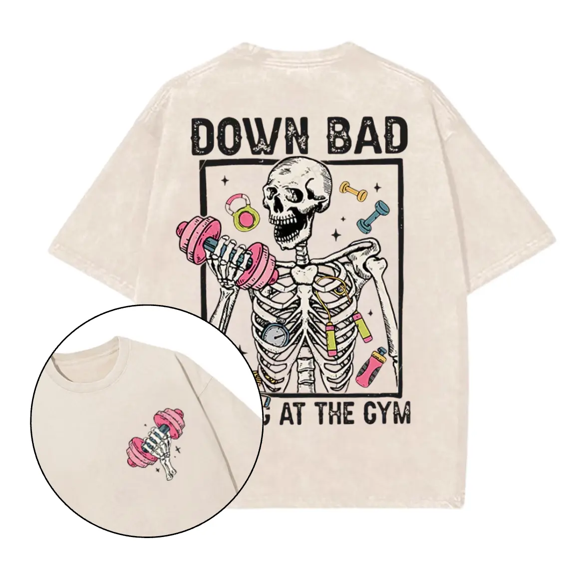 Down Bad Crying at the Gym Printed Gym Shirt T-Shirt, Gym Shirt, Graphic Gym Shirt, Vintage Washed Tee Conton, Gym Shirt Women, For Men, Ful Size