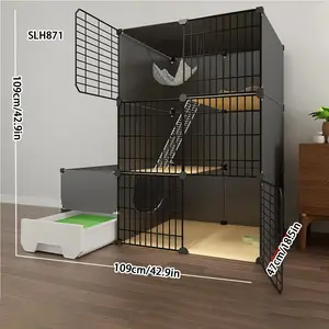 Cat Cage Home Cat Enclosed Litter Box Toilet Integrated Cat Cabinet House Large Free Space Indoor Villa Cat Bed, Comfortable & Spacious Design