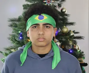 Brazil Head Strap Headband | Flag Fan w/ Ties | Soccer Game Day Accessory | Sports Fan Gear