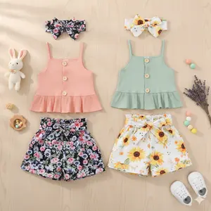 Adorable Toddler Girl Floral Print Outfit Set - Ruffled Tank Top & Bow Shorts! #babyfashion #kidsootd #summerstyle
