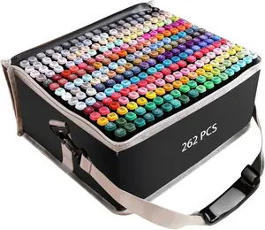 KIDGENIUS 120/168/262 PCS Dual-Tip Alcohol Markers Set, Vibrant Quick-Dry Art Pens for Journaling, Sketching, Coloring & Illustration, Premium Art Supplies, Ideal Gifts for Beginners, Students & Professional Artists Portable Crafts Multifunction