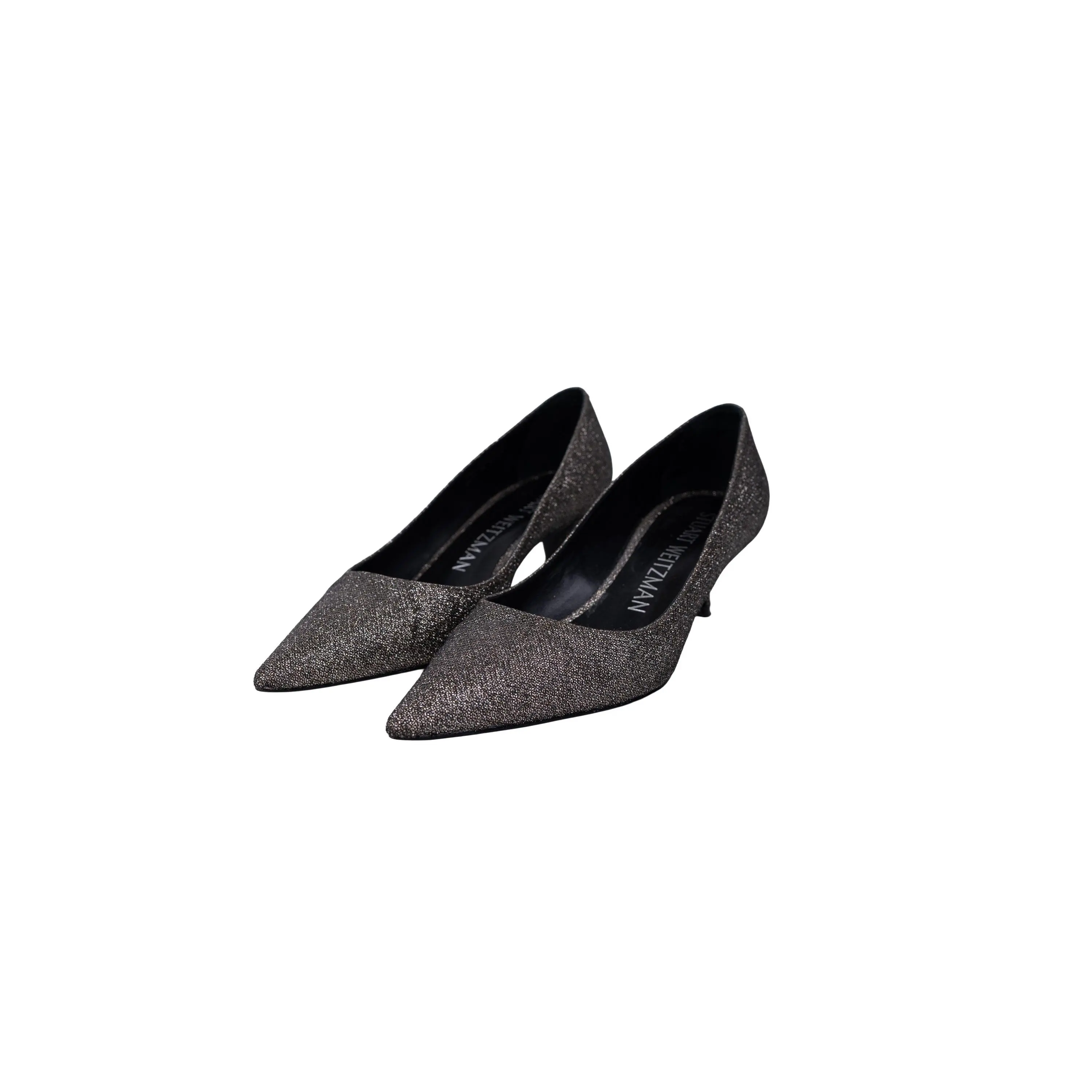 Stuart Weitzman Silver Glitter Pointed Toe Heels Size 8