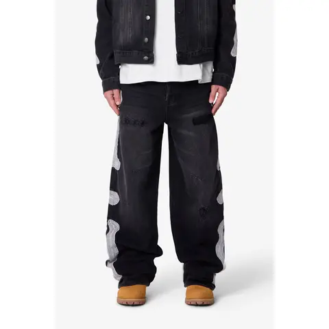 mnml Skeleton Ultra Baggy Denim - Washed Black