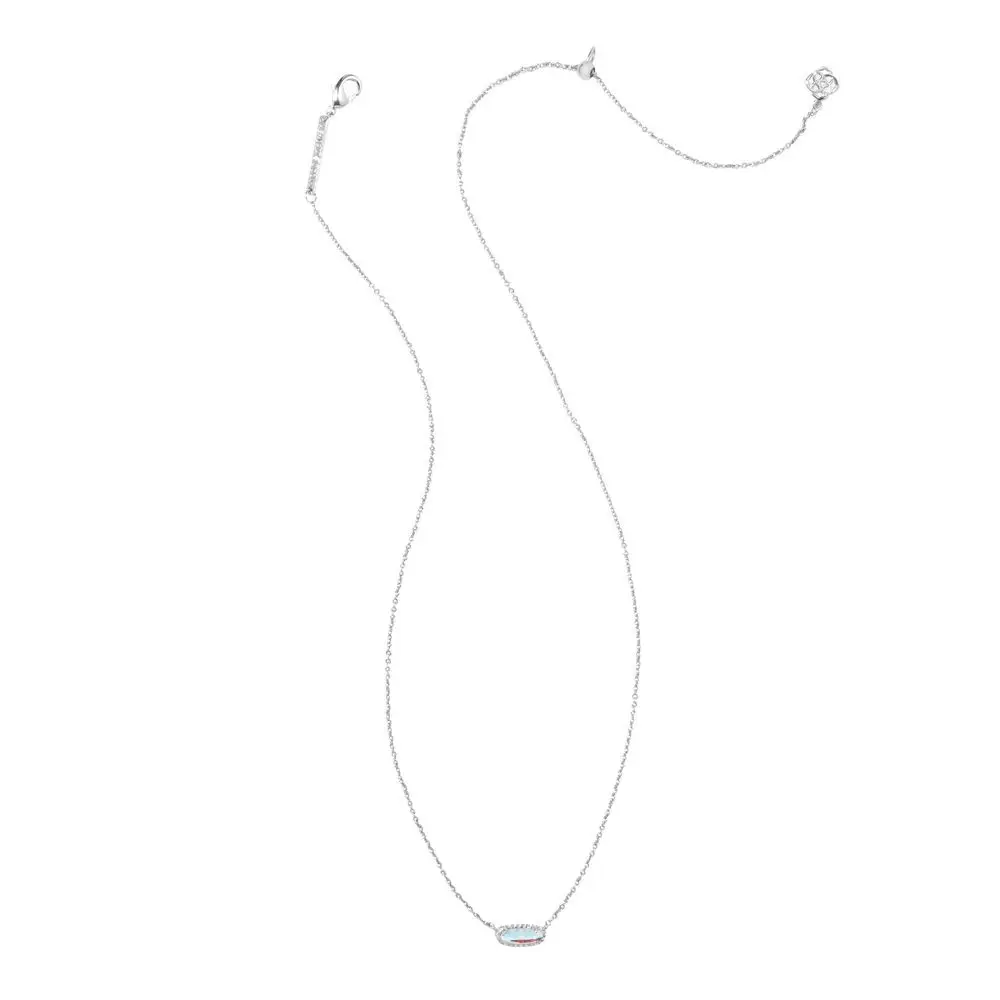 Kendra Scott Emma Rhodium Over Brass Pendant Necklace - Dichroic Glass: Lobster Claw Clasp 19" Length