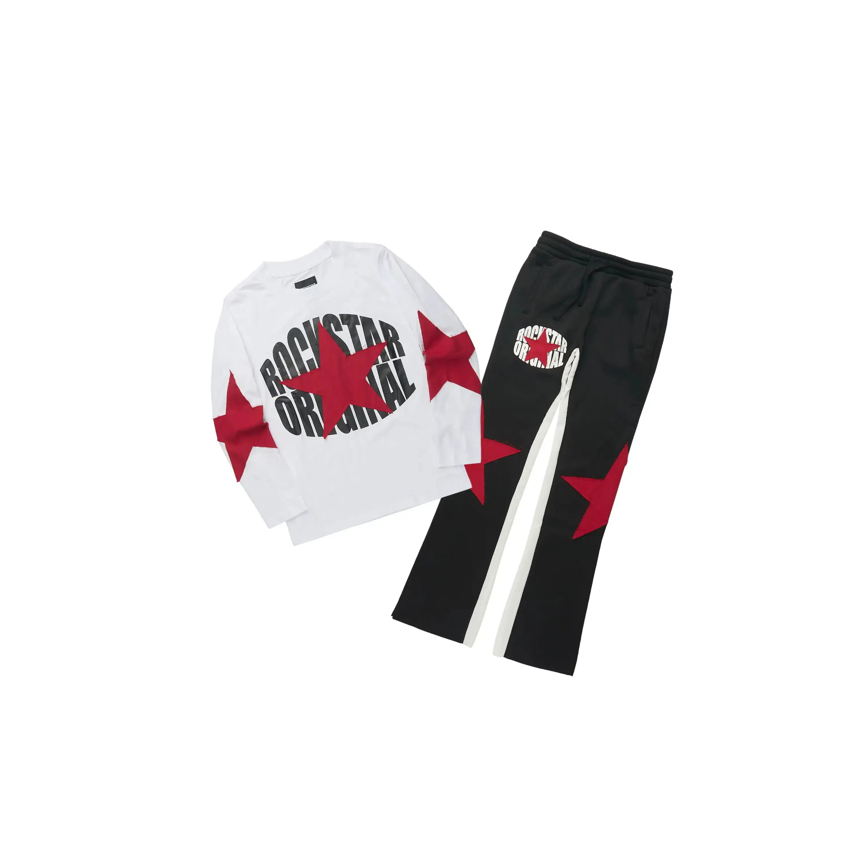 Boys States White/Black Long Sleeve T-Shirt Track Set