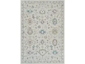 212 MAIN Soft Stain-Resistant 7x10 ft. Modern Machine-Woven Abstract Rectangle Area Rug, Cream & Beige, Distressed, for Indoor Use, Soft Area Rug