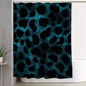 1/4pcs Teal and Black Leopard Print Bathroom Decor Set, Bathroom Decoration Accessories - Shower Curtain, Bath Mat, U-Shaped Toilet Mat & Lid Cover - Animal Print Design Perfect for Modern Home Makeover