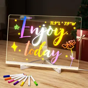 Conatu Acrylic Drawing Board For Kids, Acrylic Dry Erase Light-Up Board with Stand Markers Wipes Spray Bottle & Tracing Paper Erasable Reusable Board for Kids Learning Ideal Gift for Birthday Halloween Christmas Decorative Neon Sign