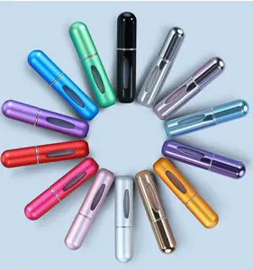 5pcs/set Silver Portable Mini Refillable Perfume Atomizer Bottle，Atomizer Perfume Bottle,Refillable Perfume Spray, Scent Pump Case, Perfume Atomizer Refillable Travel 5ml
