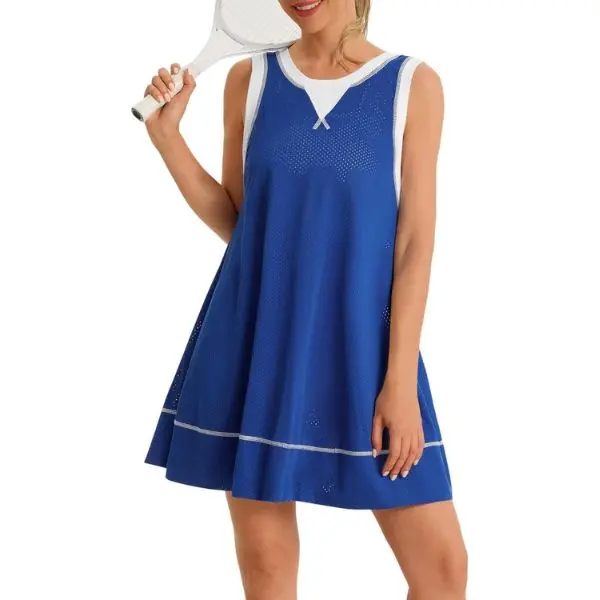 Fisoew Womens Open Back Workout Dress Sleeveless V Neck Backless Breathable Lightweight Tennis Gym Athletic Mini Dresses,summerwins,travel essentials,camping essentials