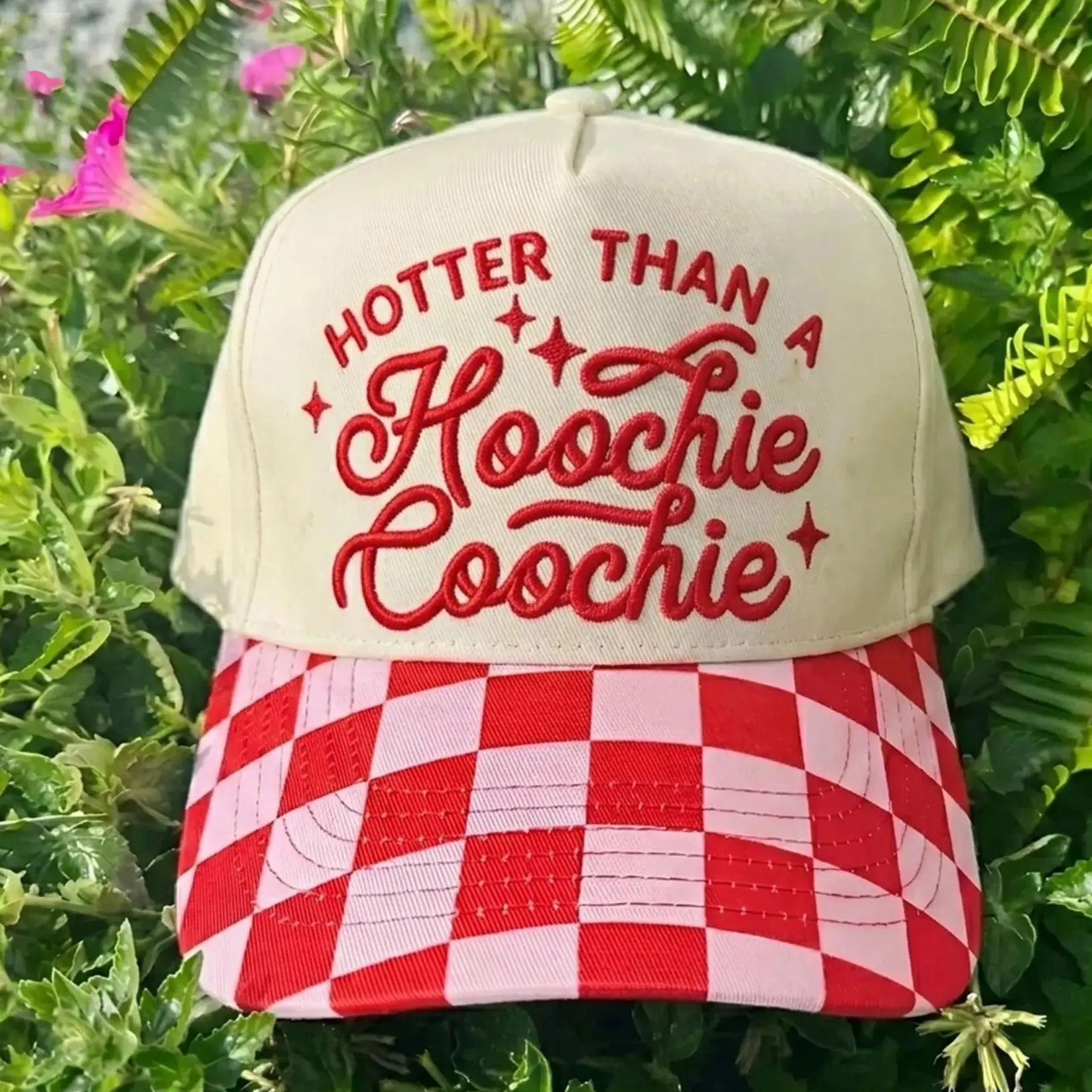 Hotter Than A Hoochie Coochie Cap Embroidered Hat, Sarcastic Trendy Quote For Cap Summer Vibes Design, Trendy Adjustable Outdoor Gift for Her, Wife, Bride, Mom, Girlfriend