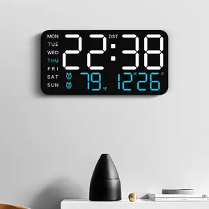 Large Screen Wall Clock, New Frameless Electronic Clock, Multifunctional Standing and Hanging Clock, Digital Display, Temperature, USB and Battery Powered, Digital Clock Decor