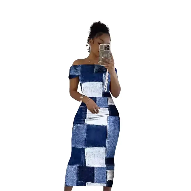 sachin and babi light blue dress Women's Floral Summer Dress Casual Mid-Length Hanging Neck Skirt Niche  Design Long New Style for Amazon Africa's Foreign Trade| Alibaba.com main image 0