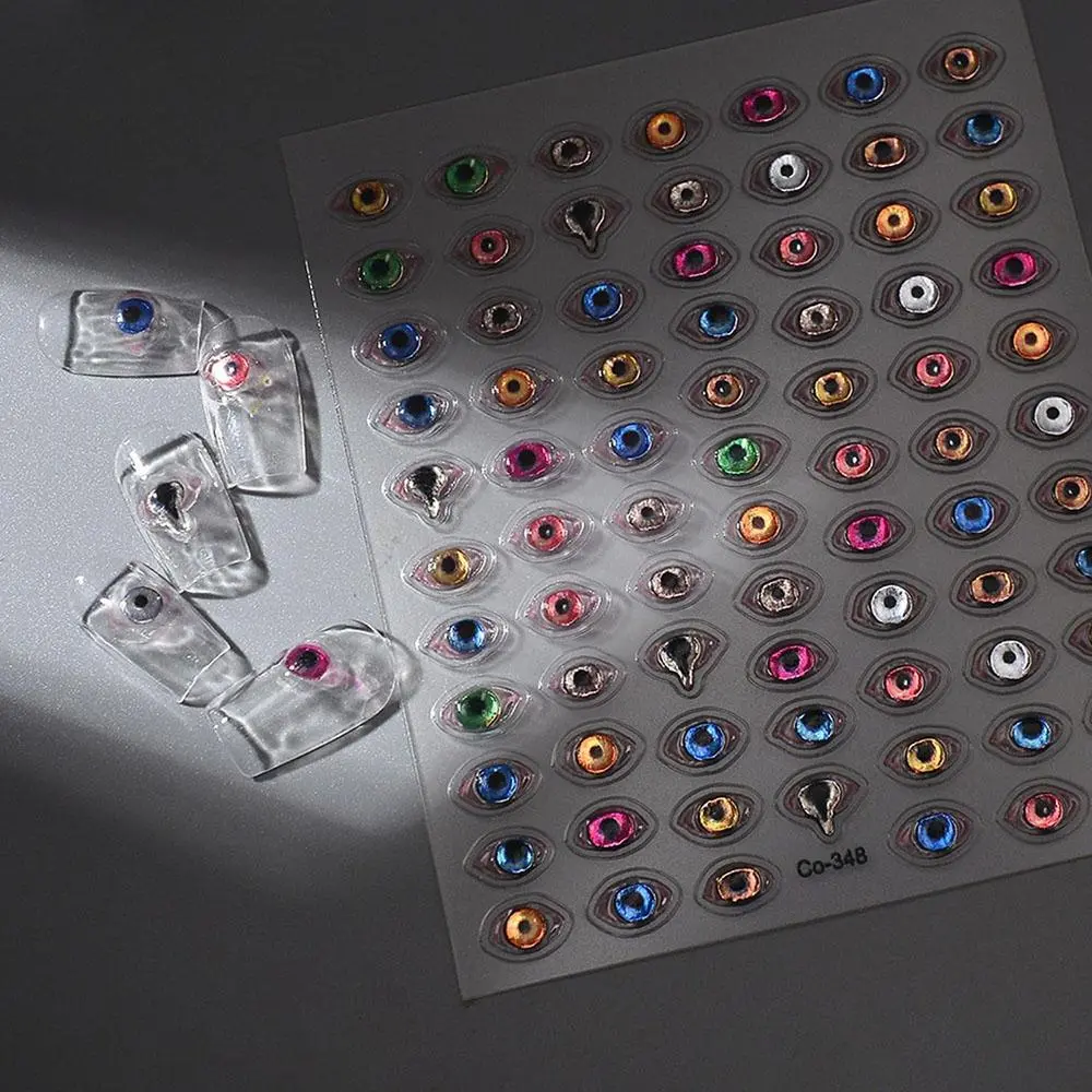 5D Bronzing Dark Evil Eye Nail Stickers Embossed Colorful Eyes Decals Decorations for Manicure DIY Pink Blue Red Slider Supplies