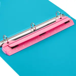 3 Ring Hole Puncher for Binders,Pink,with 10" Ruler, Plus Paper-chip Tray Design,Paper line up Guide,5 Sheets Capacity...
