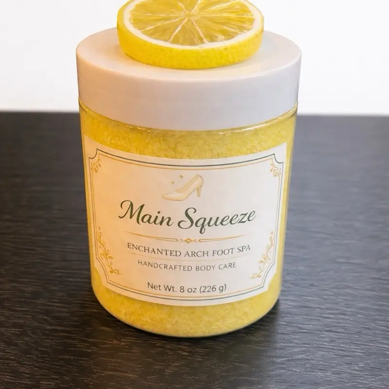 Main Squeeze Enchanted Arch Foot Spa Handcrafted Body Care Sugar Scrub 8 oz 226 g Lemon Scented
