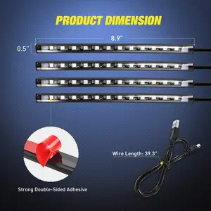 48 5V Multicolor Music Car Strip Light Under Dash Lighting Kit with Sound Active Function and Wireless Remote Control, 2 Years Warranty, Interior Lights Mode, Car Decorative Light, Car Light