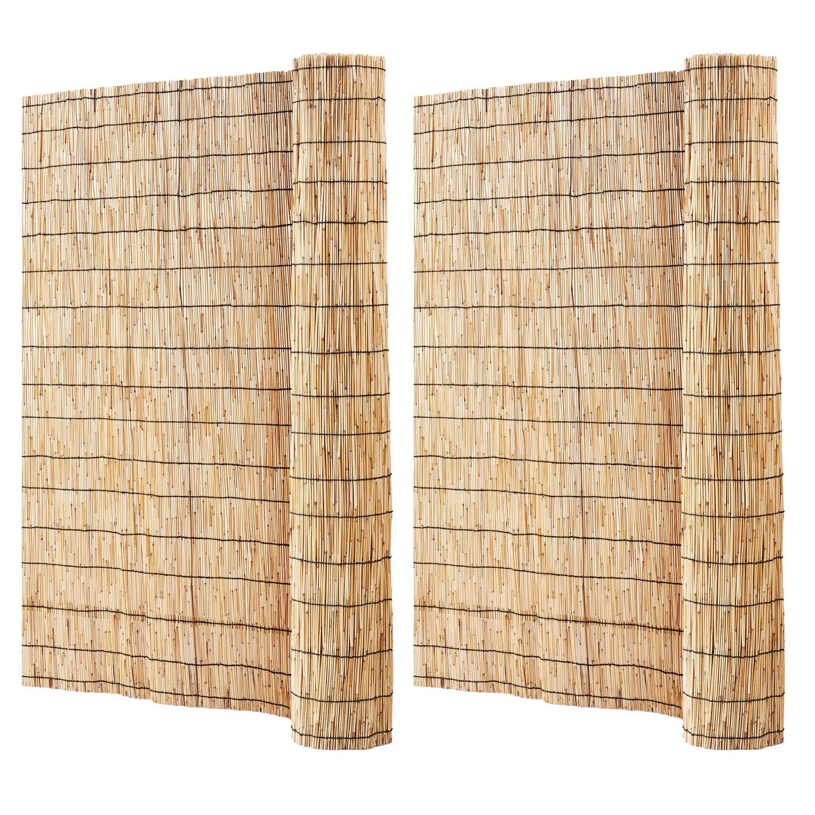 VEVOR 2-Pack Natural Reed Fences, Cotton Thread Construction, Decorative Privacy Blind with Easy Installation, 16.4' x 4' Fencing Screen for Pools/Walls, Waterproof Peels, Zip Ties Included to Enhance Natural Beauty