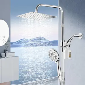 10" Filtered Rain Shower  with Handheld  Combo, High  Shower  and Handle Set with Filter, Dual Shower  with Extra Long Hose and Adjustable Extension Arm (Chrome)
