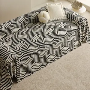 Modern Minimalist Wave Pattern Sofa Protector, Soft Comfortable Washable Couch Cover, Durable Anti-Stain All-Season Use