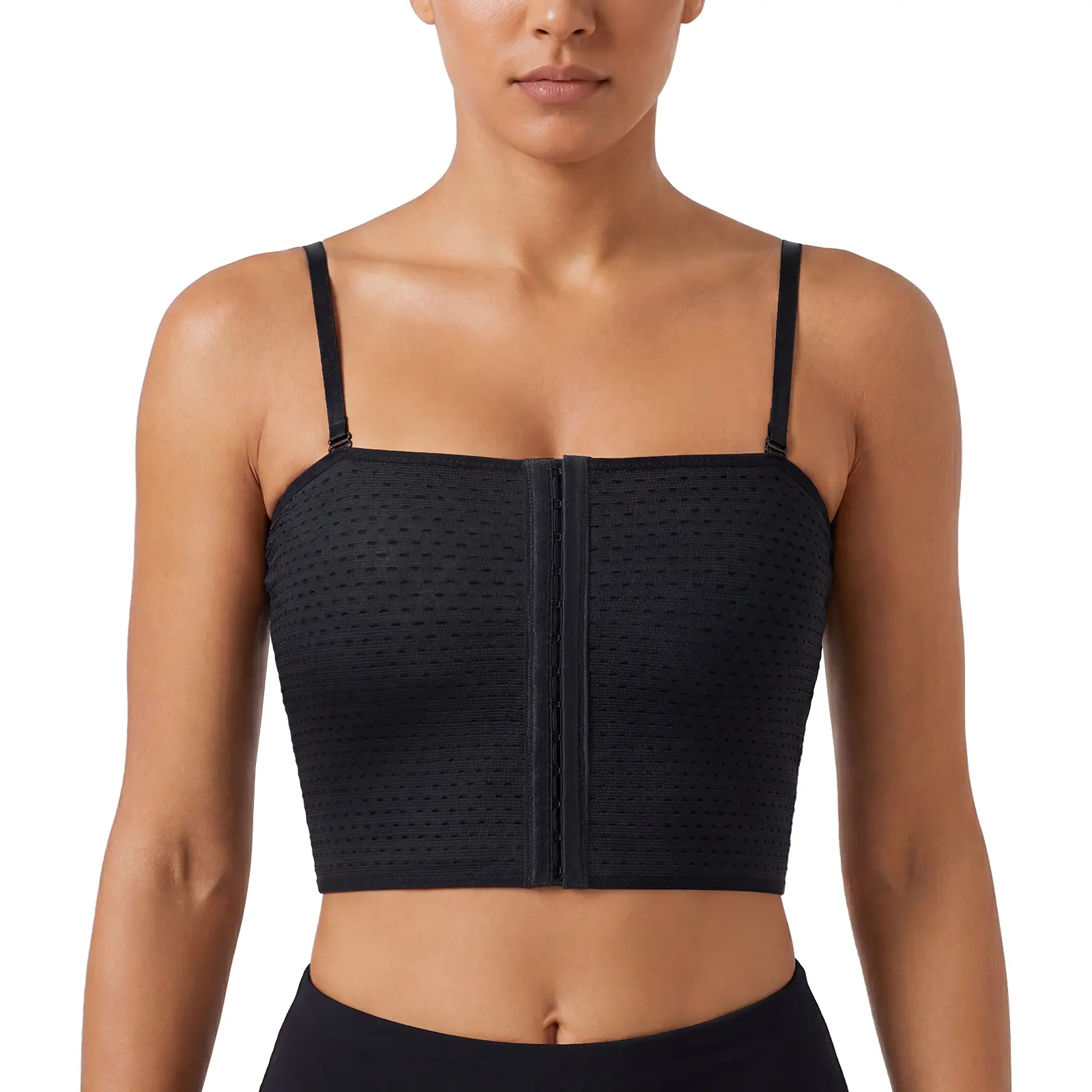 CuteStreet Chest Binder FTM Breathable Mesh 6-Row Front Hook Adjustable Straps