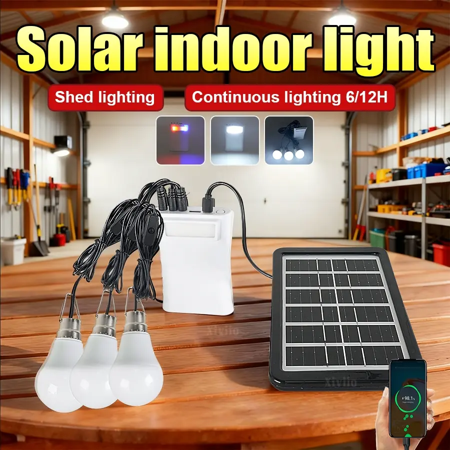 4800mAh/2600mAh Long-Life Solar Chandelier and Solar Dimmable Floodlight, Security Indoor/Outdoor LED Solar Wall Light Fixtures, Outdoor Patio Lights, Outdoor Safety Lighting, Suitable for Warehouses, Gazebos, Sheds and Camping Solar Leds