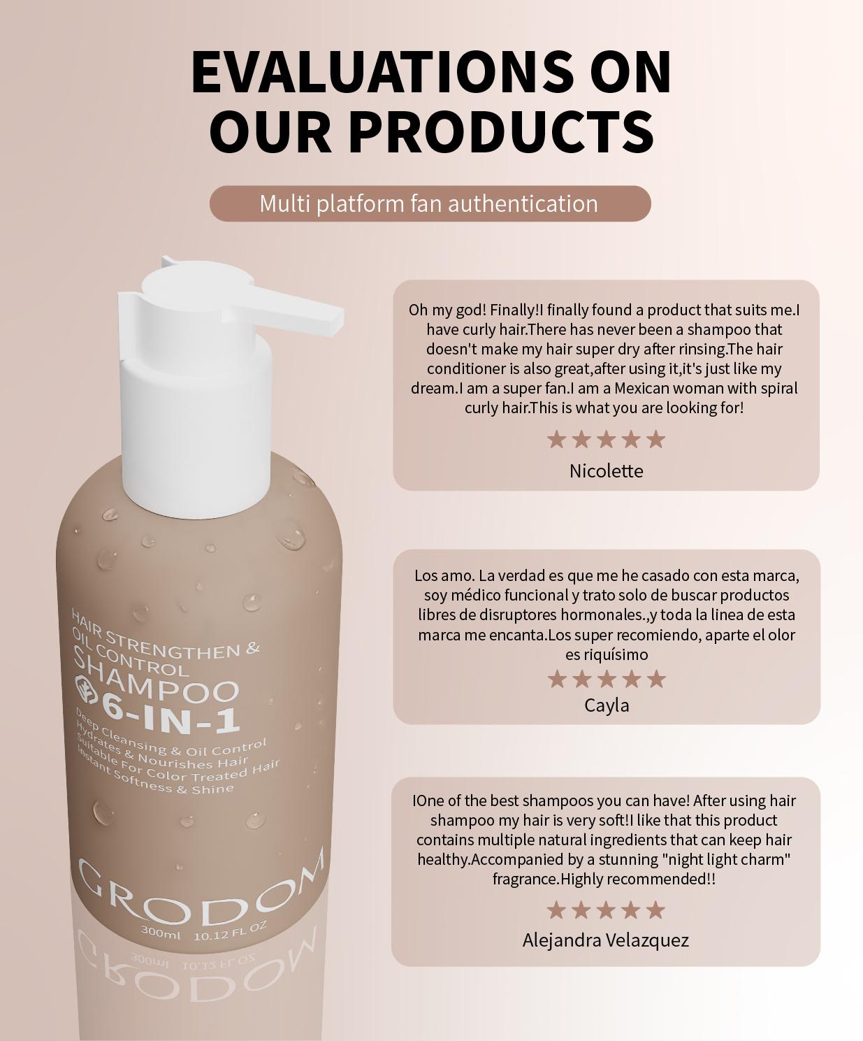 【Buy 1 Get 1 Free】GRODOM 6-in-1 Amino Acid Shampoo 300ml,Promotes Hair Growth,Improves Hair Loss & Thinning,Oil-Absorbing Formula,Refreshes Scalp,Sulfate-Free Gentle Formula,Strengthens Roots,Deep Nourishing,For Color-Treated & Permed Hair Lengthening Vol