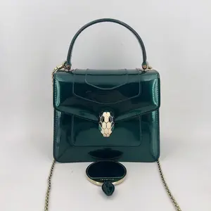 Pre-owned Bvlagri leather Crossbody Bags Blue Patent Serpenti Forever Mini Top Handle Bag