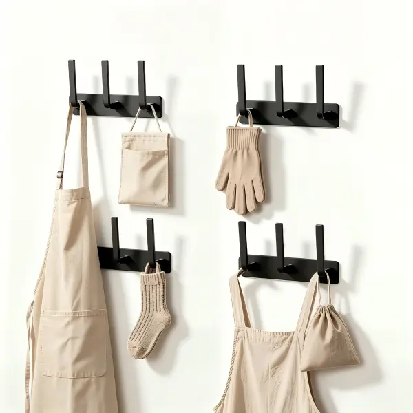 Towel Hooks Mounted Wall Adhesive Heavy Duty Farmhouse Bath Coat Stick on Rack Hat Wall Hook Sticky Black Kitchen Robe Rack Coat Hook Black 3 Hooks Rack Towel for Bathroom
