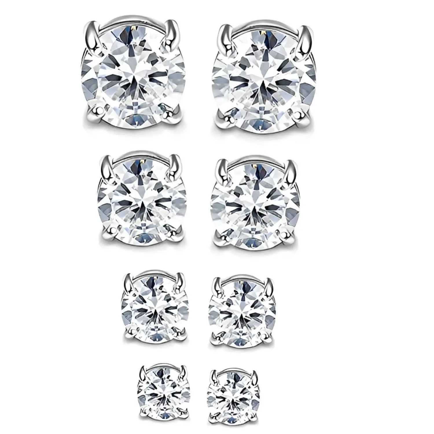 FASACCO Men's Magnetic Earrings Set - 4 Pairs High Quality Stainless Steel Non-Piercing Zircon CZ Hypoallergenic Stud Earrings, 5-8MM Summervibes, High Quality Earrings, Zircon Stud Earrings
