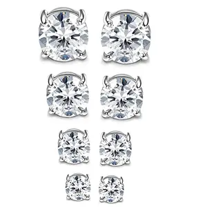 FASACCO 4 Pairs Stainless Steel Magnetic Stud Earrings for Men Women Non-piercing CZ Hypoallergenic 5-8MM Summervibes