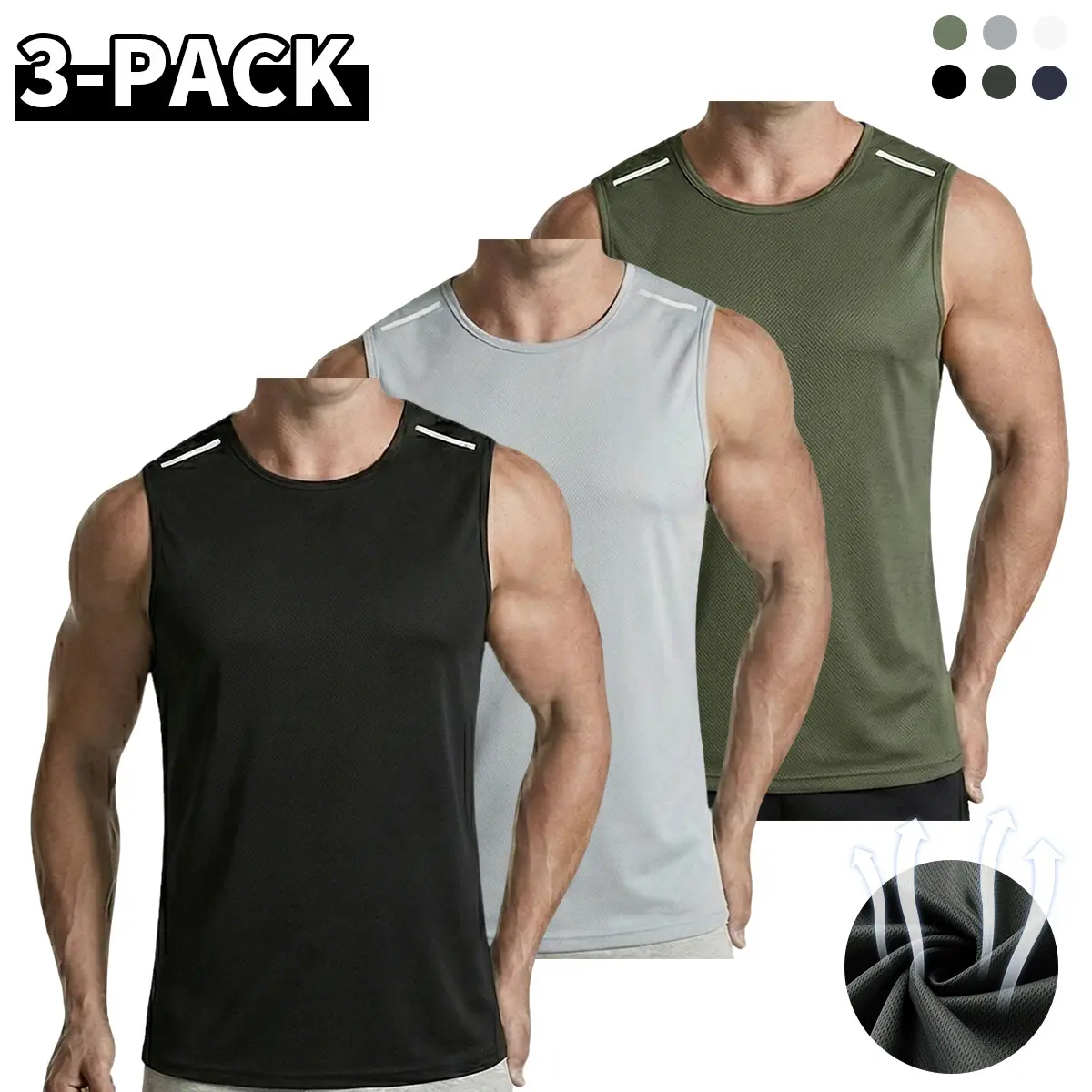 JOGWACE 3-pack men’s vest-style shirts, back-to-school shopping, regular-fit casual sleeveless shirts, suitable for summer wear, men’s fitness training and running shirts, men’s clothing, elastic vest-style shirts – a gift for him