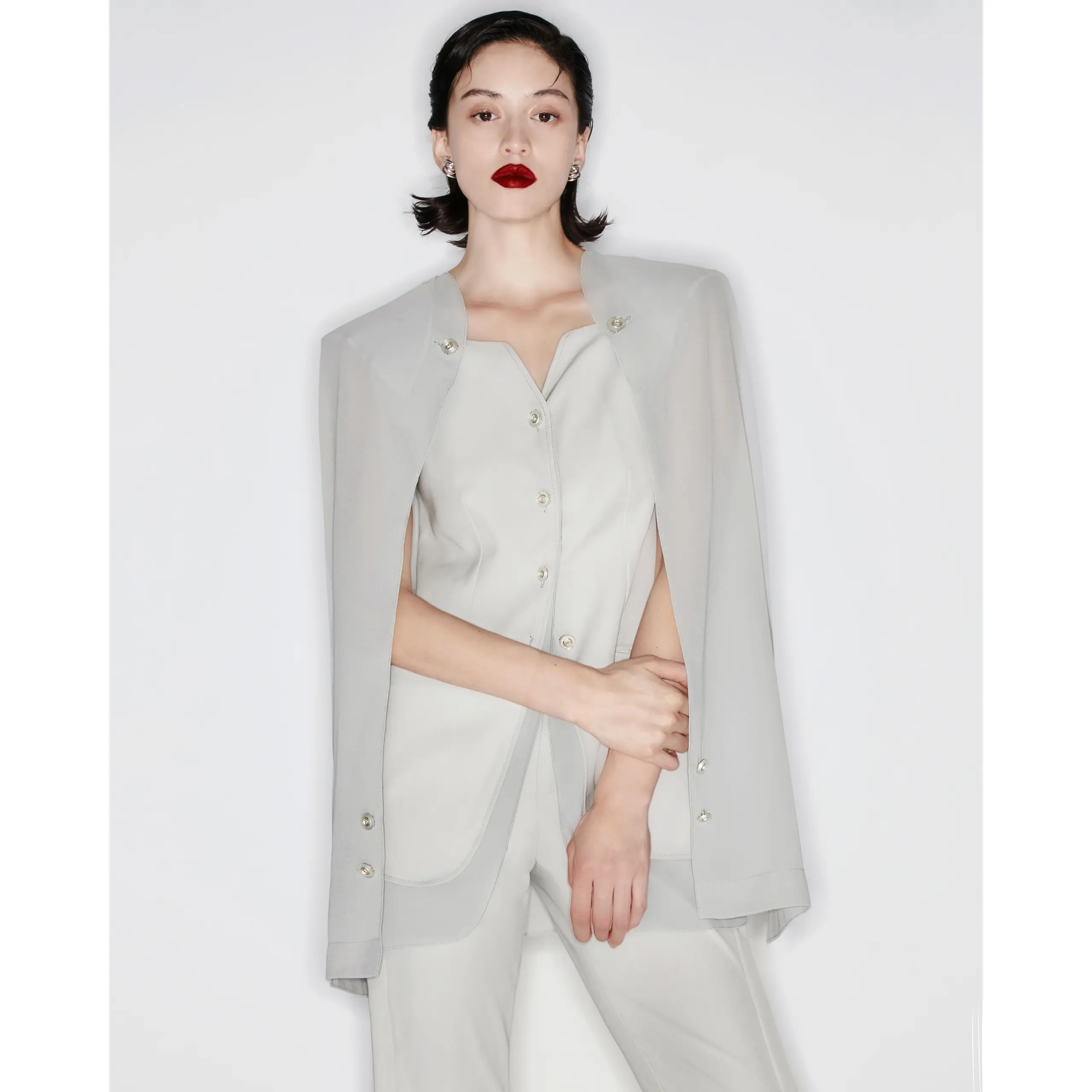 Pearl Double Layered  Blazer/Shirt