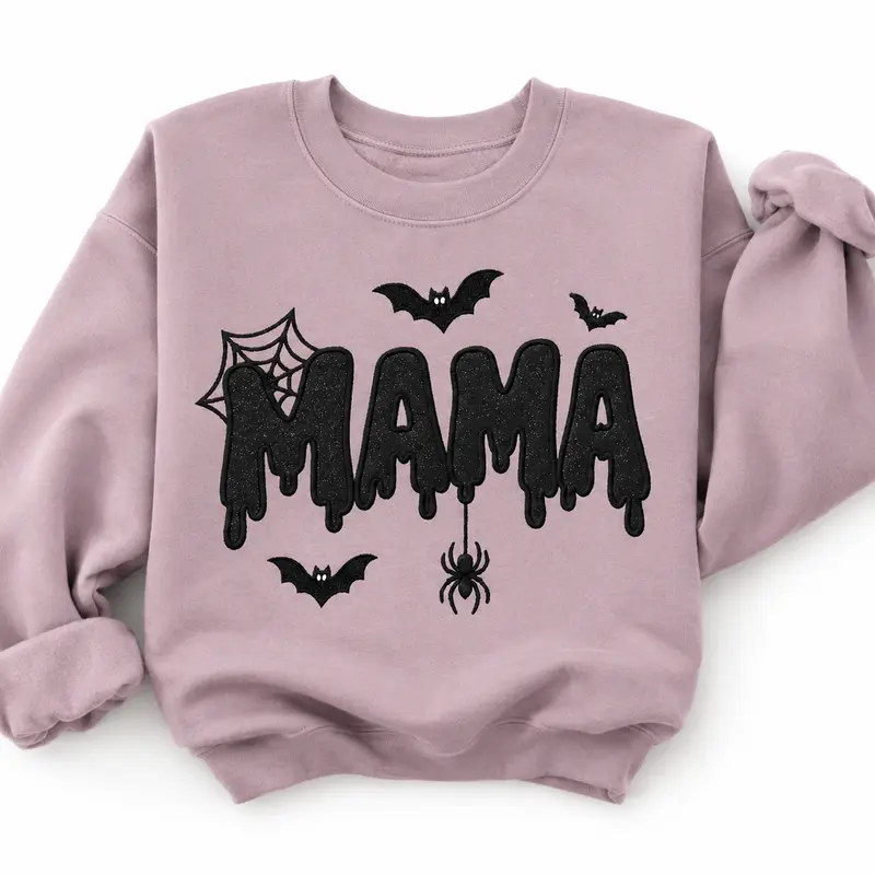 Halloween Mama Glitter Embroidered Sweatshirt